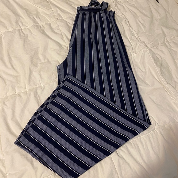 Blue/Navy Striped Belted Pants - Picture 2 of 6